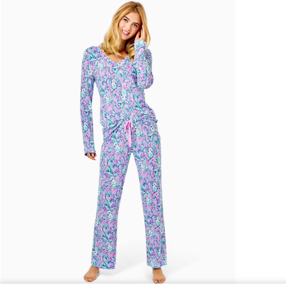 Lilly Pulitzer Knit Long Sleeve Pajama Set XS